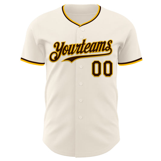 Custom Cream Brown-Gold Authentic Baseball Jersey - Sky-Custom