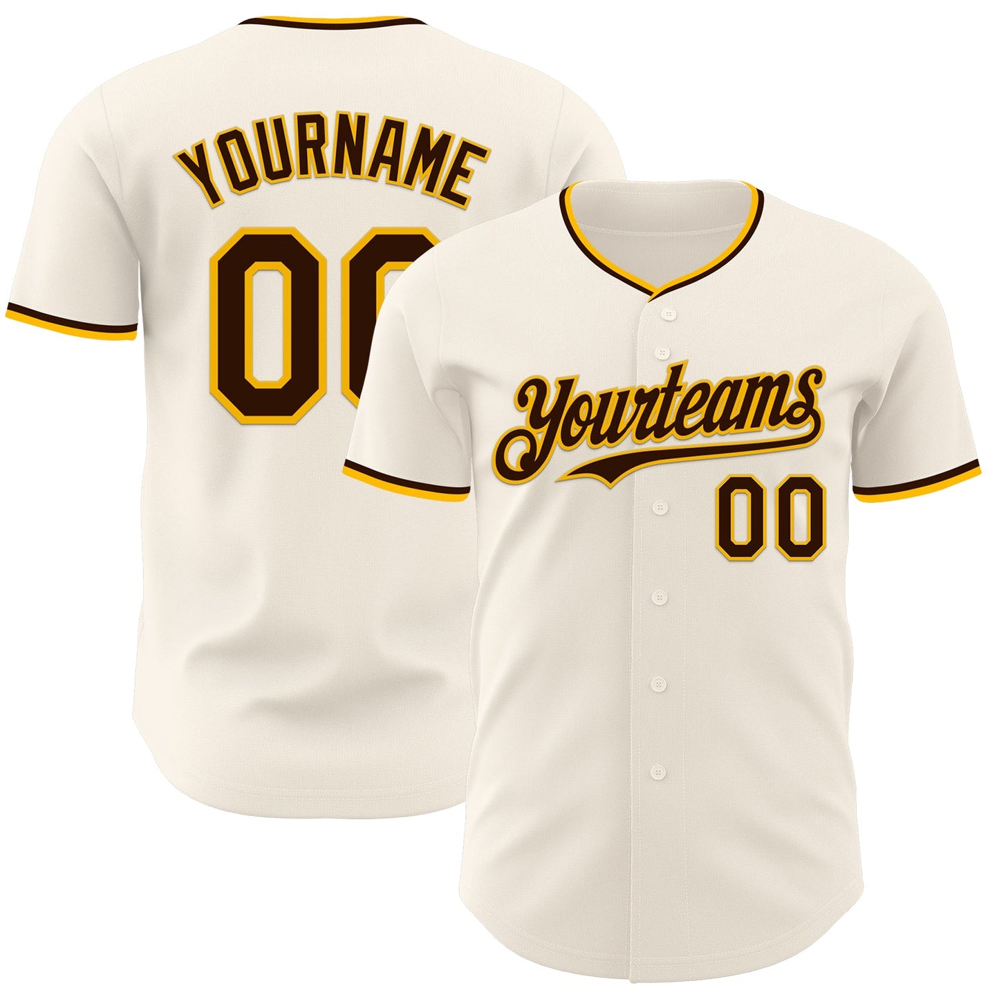 Custom Cream Brown-Gold Authentic Baseball Jersey - Sky-Custom