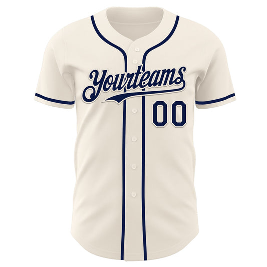 Custom Cream Navy Authentic Baseball Jersey - Sky-Custom