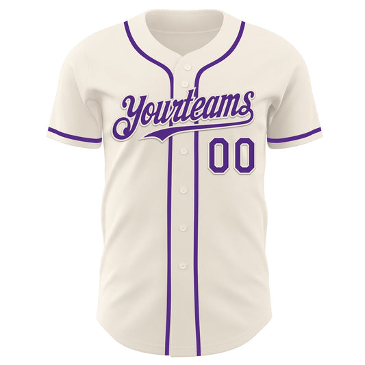 Custom Cream Purple Authentic Baseball Jersey - Sky-Custom