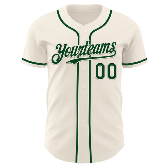 Custom Cream Green Authentic Baseball Jersey - Sky-Custom