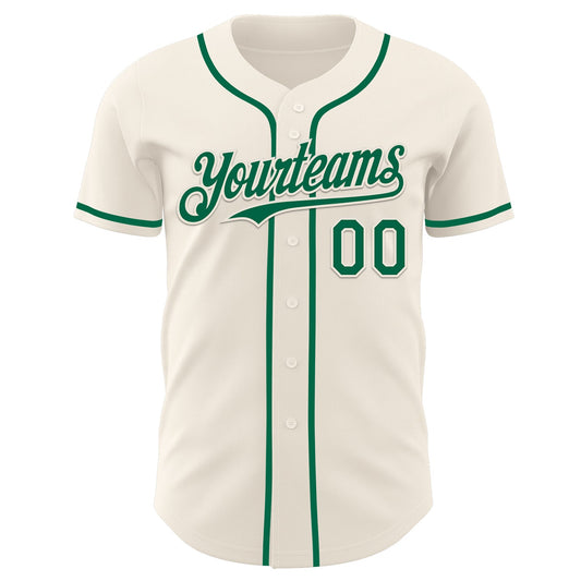 Custom Cream Kelly Green Authentic Baseball Jersey - Sky-Custom