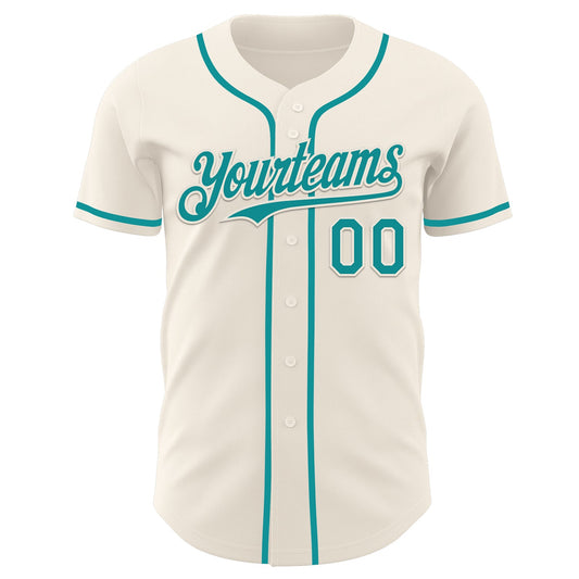 Custom Cream Teal Authentic Baseball Jersey - Sky-Custom