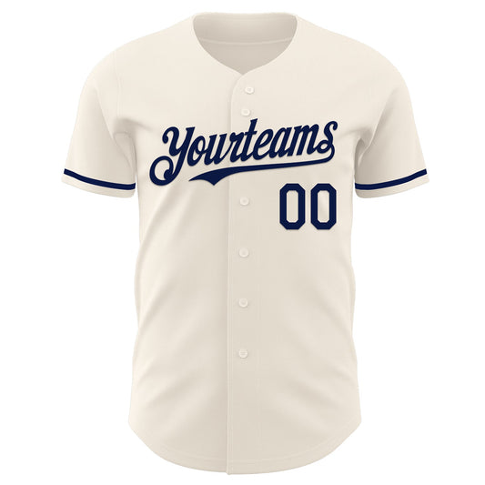 Custom Cream Navy Authentic Baseball Jersey - Sky-Custom