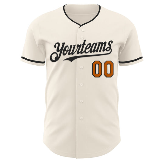 Custom Cream Texas Orange-Black Authentic Baseball Jersey - Sky-Custom