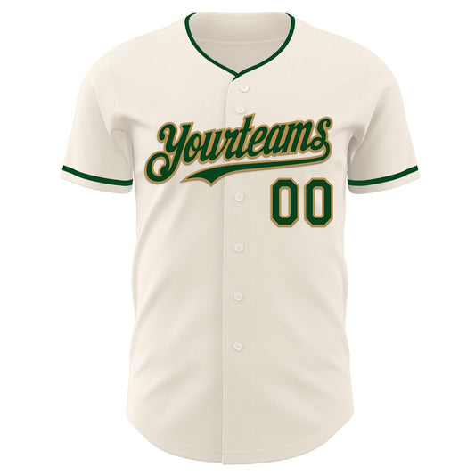Custom Cream Green-Old Gold Authentic Baseball Jersey - Sky-Custom