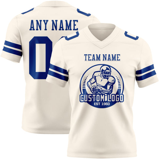 Custom Cream Royal Mesh Authentic Football Jersey - Sky-Custom