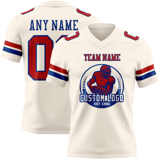 Custom Cream Red-Royal Mesh Authentic Football Jersey - Sky-Custom