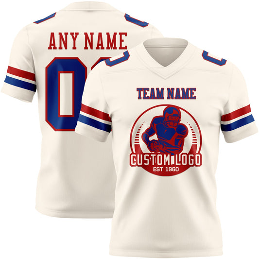 Custom Cream Royal-Red Mesh Authentic Football Jersey - Sky-Custom
