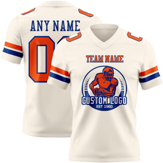 Custom Cream Orange-Royal Mesh Authentic Football Jersey - Sky-Custom