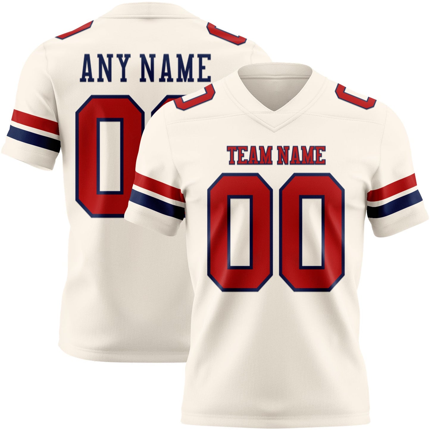 Custom Cream Red-Navy Mesh Authentic Football Jersey - Sky-Custom
