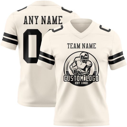 Custom Cream Black Mesh Authentic Football Jersey - Sky-Custom