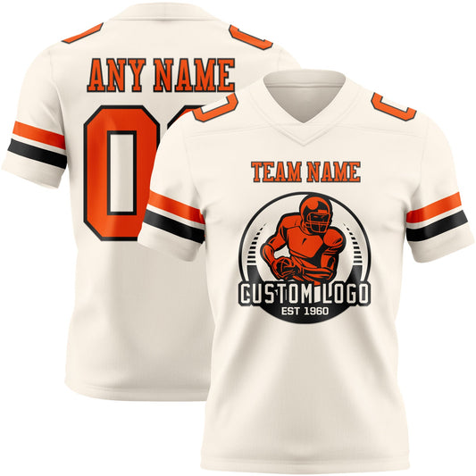 Custom Cream Orange-Black Mesh Authentic Football Jersey - Sky-Custom