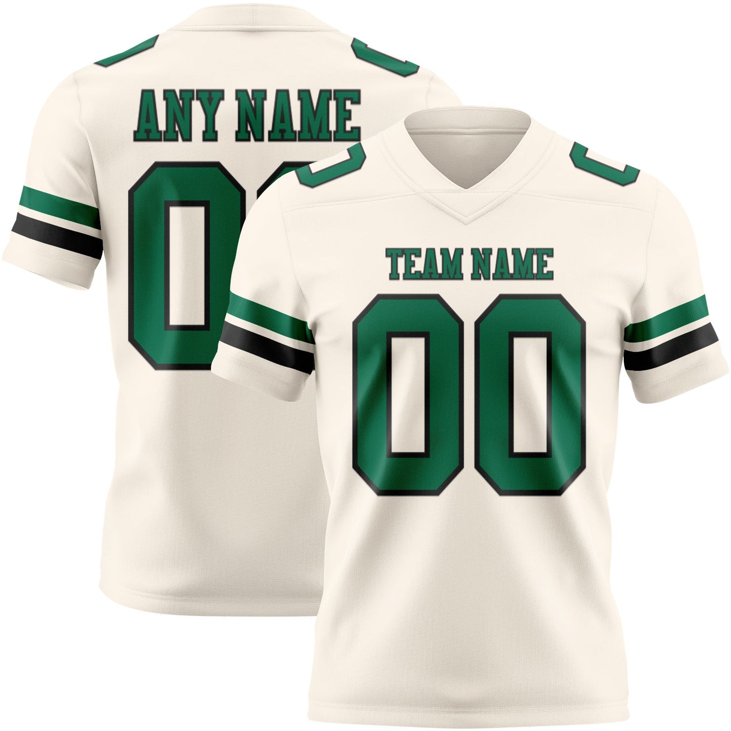 Custom Cream Kelly Green-Black Mesh Authentic Football Jersey - Sky-Custom