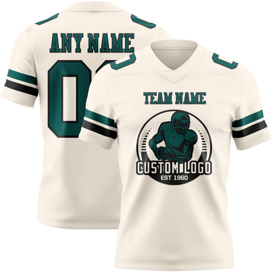 Custom Cream Midnight Green-Black Mesh Authentic Football Jersey - Sky-Custom