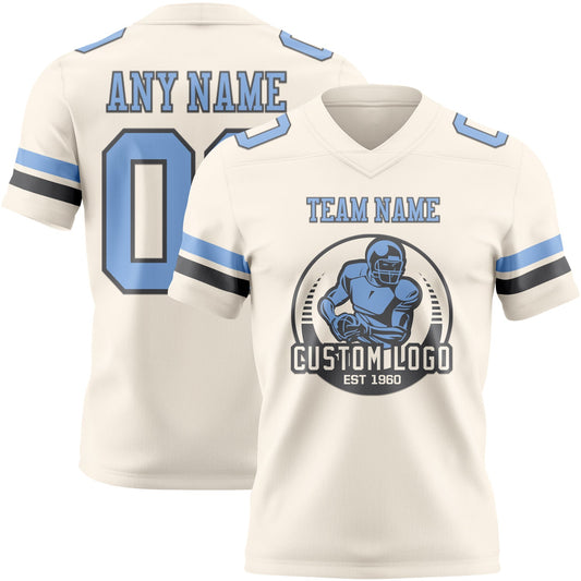 Custom Cream Light Blue-Steel Gray Mesh Authentic Football Jersey - Sky-Custom