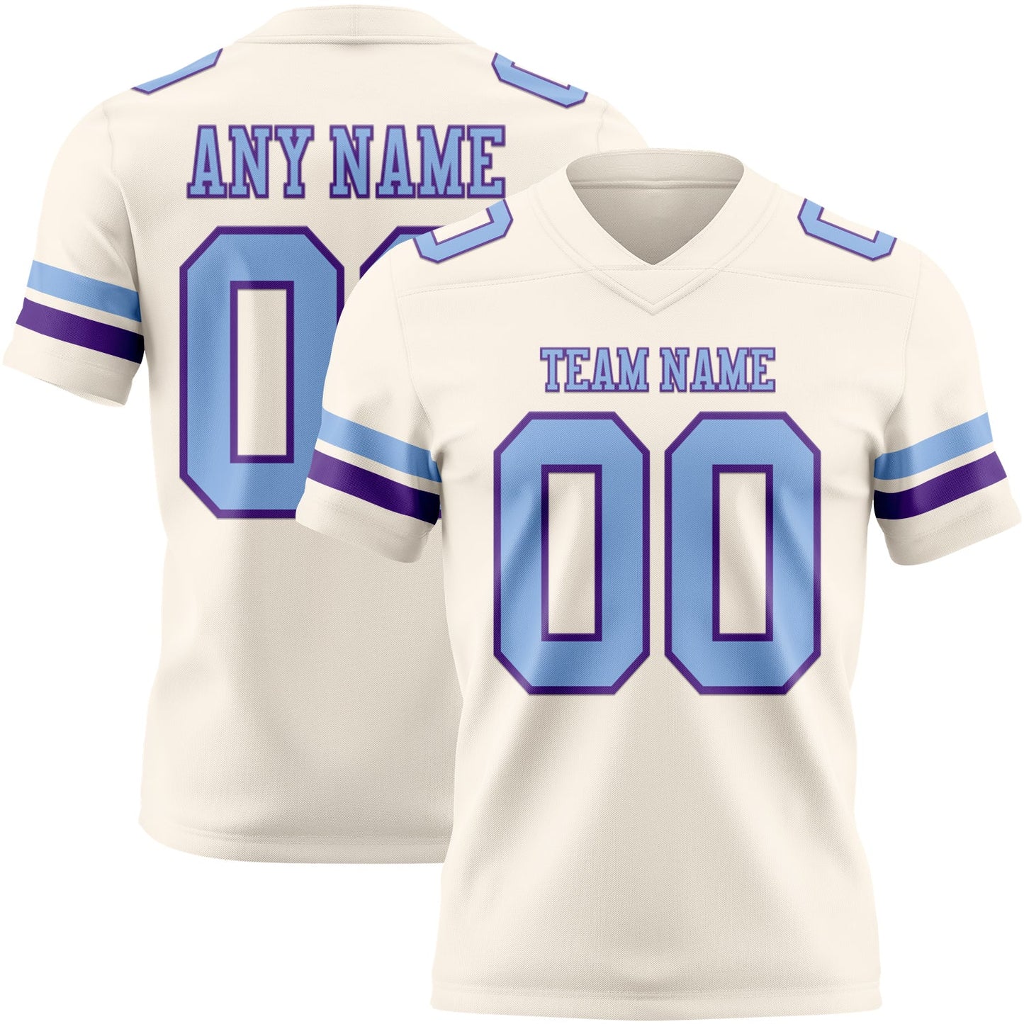 Custom Cream Light Blue-Purple Mesh Authentic Football Jersey - Sky-Custom