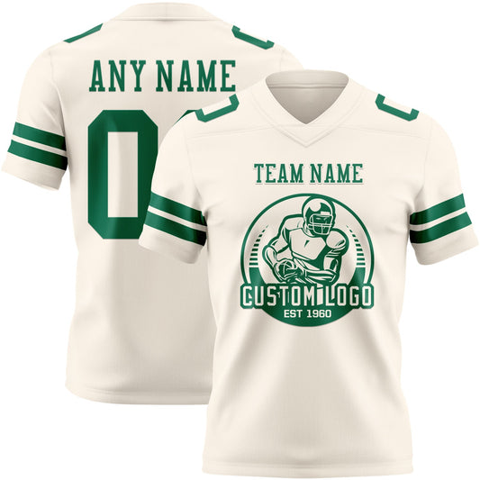 Custom Cream Kelly Green Mesh Authentic Football Jersey - Sky-Custom
