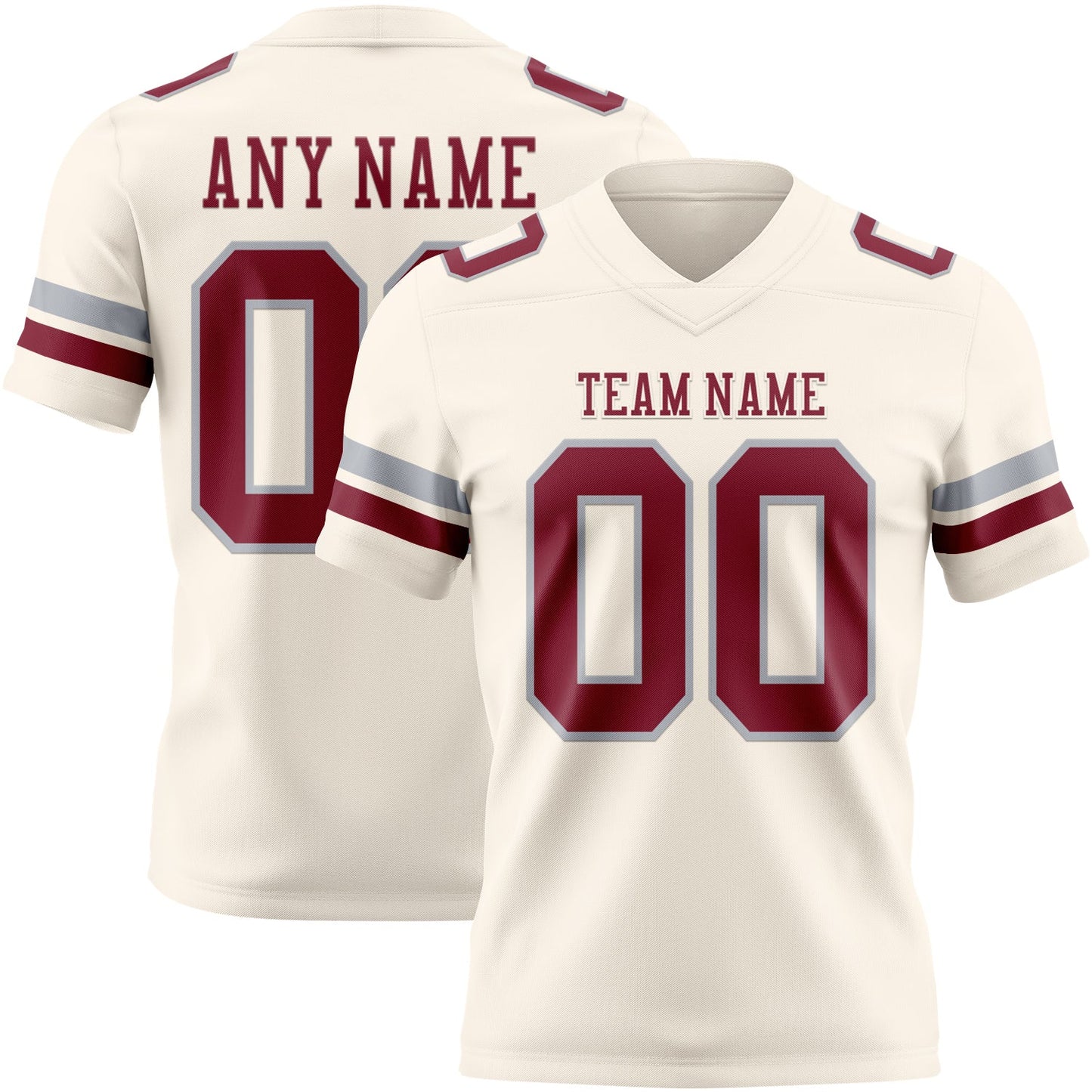 Custom Cream Crimson-Gray Mesh Authentic Football Jersey - Sky-Custom
