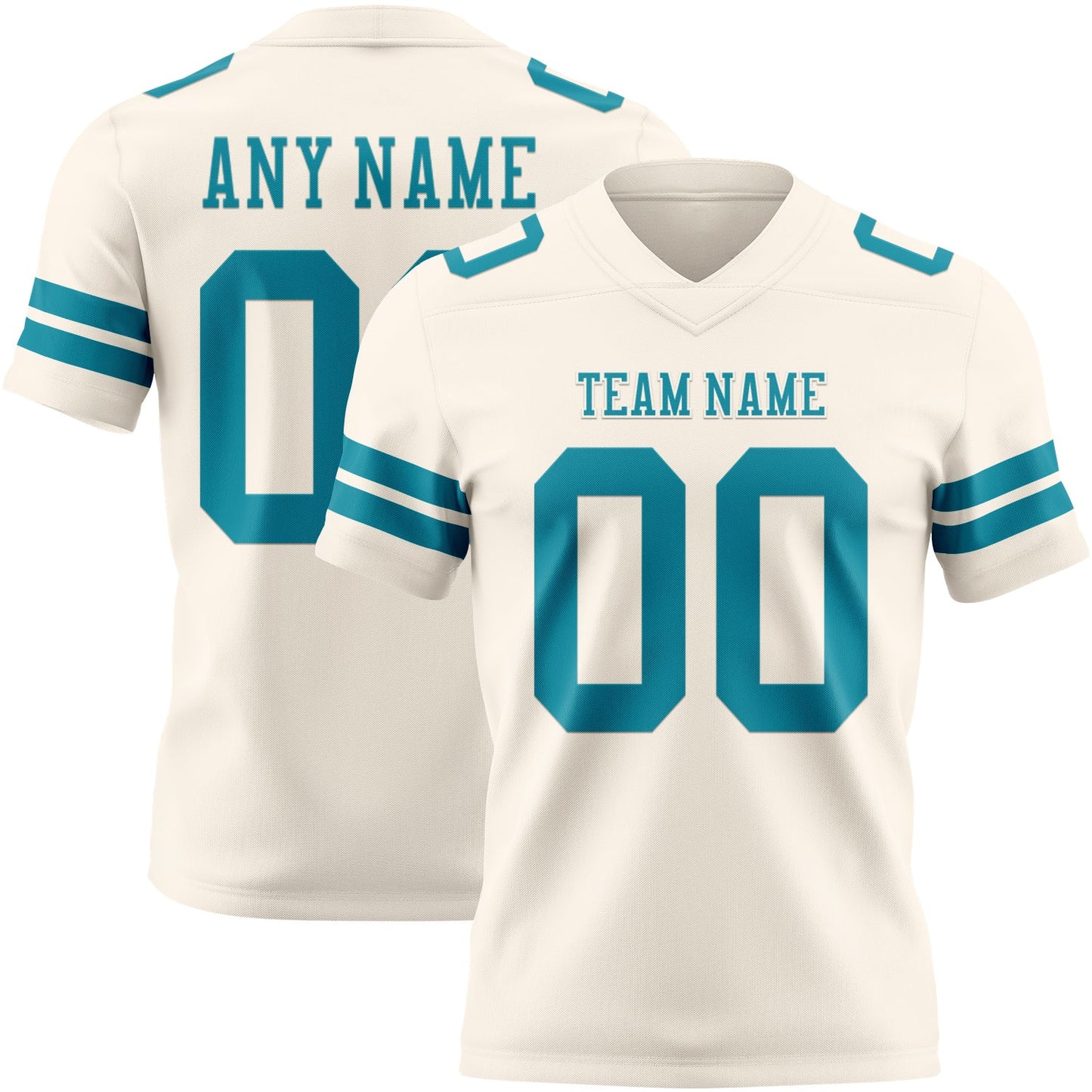 Custom Cream Teal Mesh Authentic Football Jersey - Sky-Custom