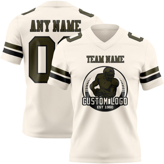 Custom Cream Olive-Black Mesh Authentic Football Jersey - Sky-Custom