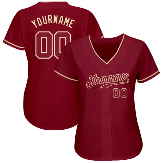 Custom Crimson Crimson-Cream Authentic Baseball Jersey - Sky-Custom