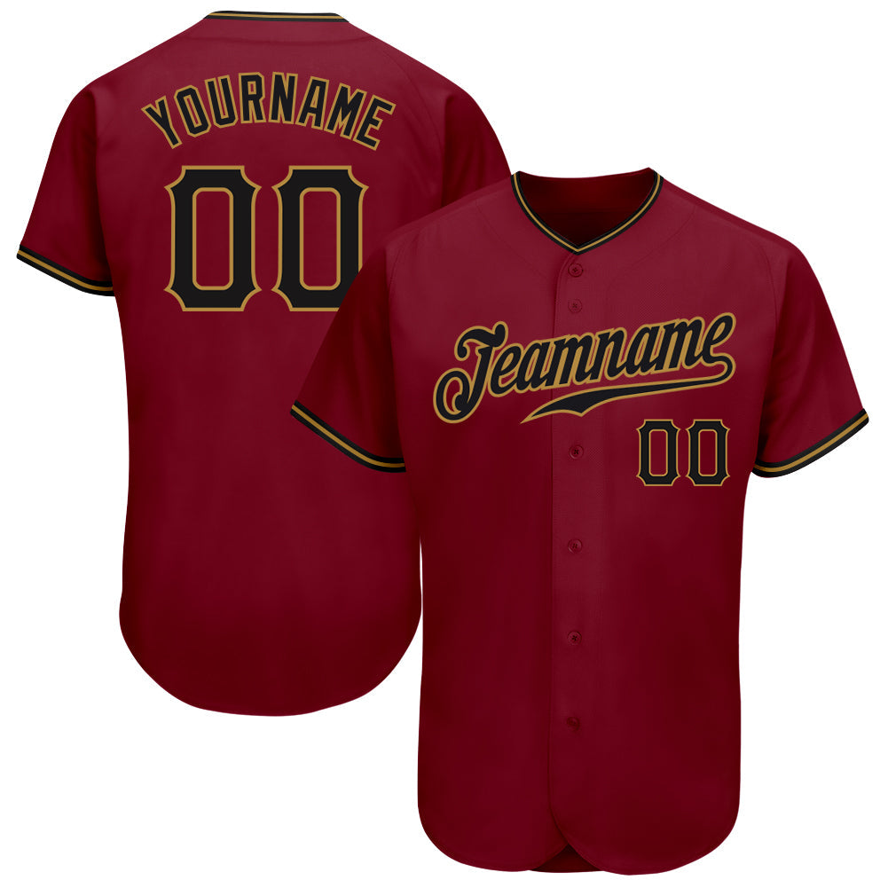 Custom Crimson Black-Old Gold Authentic Baseball Jersey - Sky-Custom