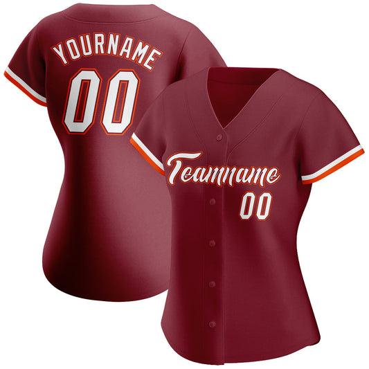 Custom Crimson White-Orange Authentic Baseball Jersey - Sky-Custom