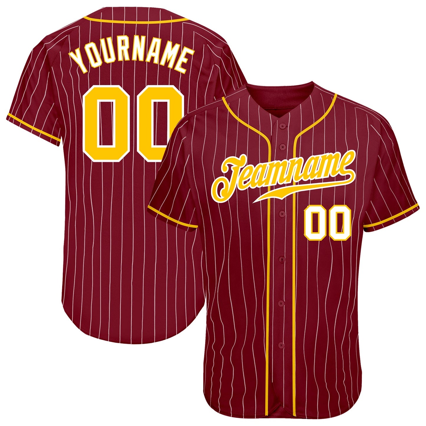 Custom Crimson White Pinstripe Gold-White Authentic Baseball Jersey - Sky-Custom