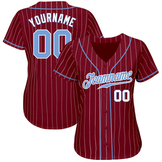 Custom Crimson White Pinstripe Light Blue-White Authentic Baseball Jersey - Sky-Custom