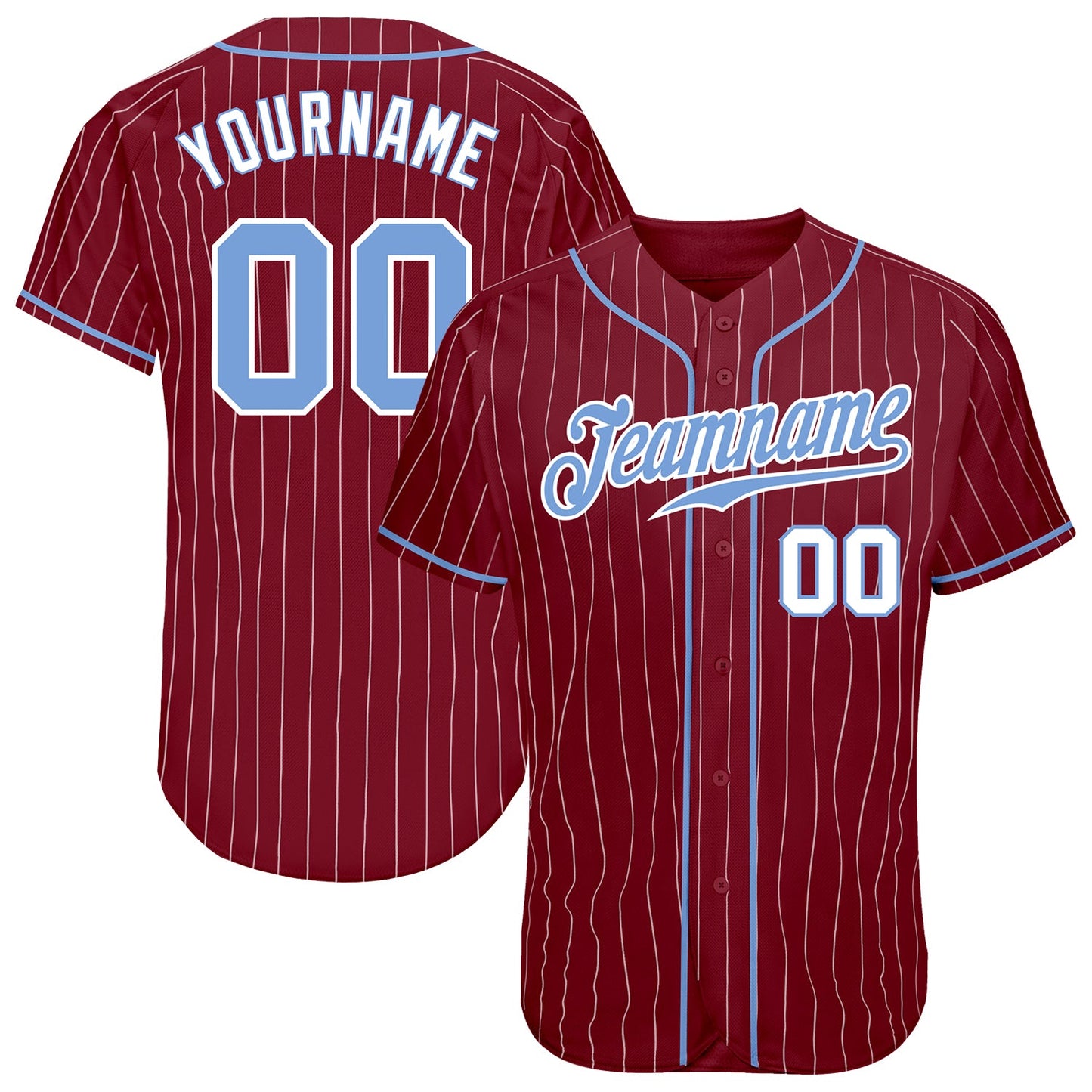 Custom Crimson White Pinstripe Light Blue-White Authentic Baseball Jersey - Sky-Custom
