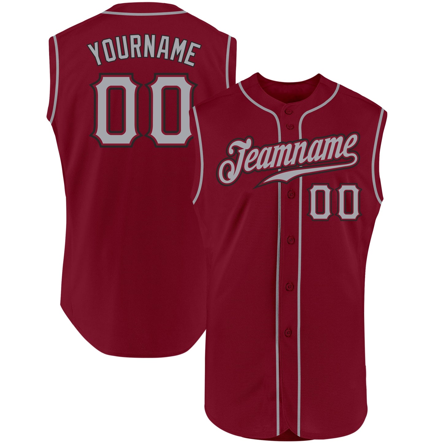 Custom Crimson Gray-Black Authentic Sleeveless Baseball Jersey - Sky-Custom