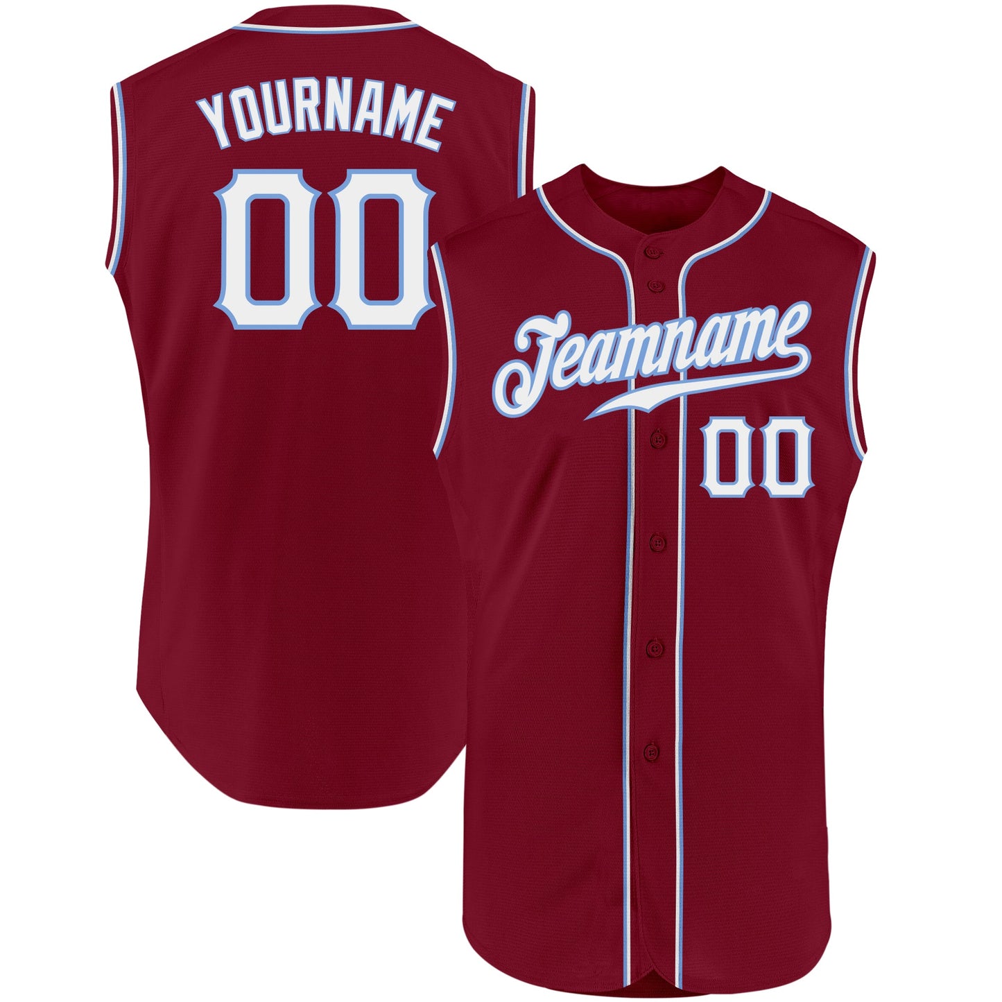 Custom Crimson White-Light Blue Authentic Sleeveless Baseball Jersey - Sky-Custom