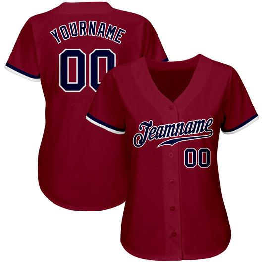 Custom Crimson Navy-White Authentic Baseball Jersey - Sky-Custom
