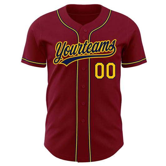 Custom Crimson Gold-Navy Authentic Baseball Jersey - Sky-Custom