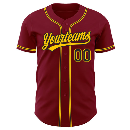 Custom Crimson Black-Gold Authentic Baseball Jersey - Sky-Custom