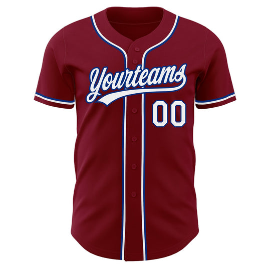 Custom Crimson White-Royal Authentic Baseball Jersey - Sky-Custom