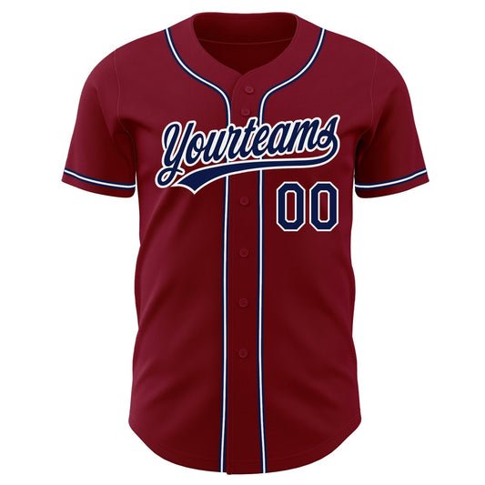 Custom Crimson Navy-White Authentic Baseball Jersey - Sky-Custom