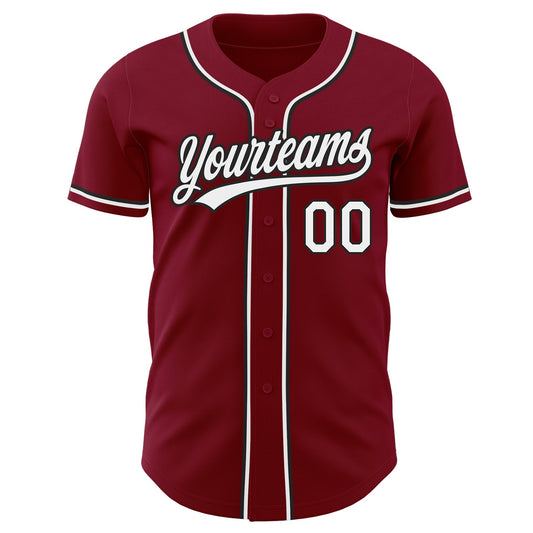 Custom Crimson White-Black Authentic Baseball Jersey - Sky-Custom