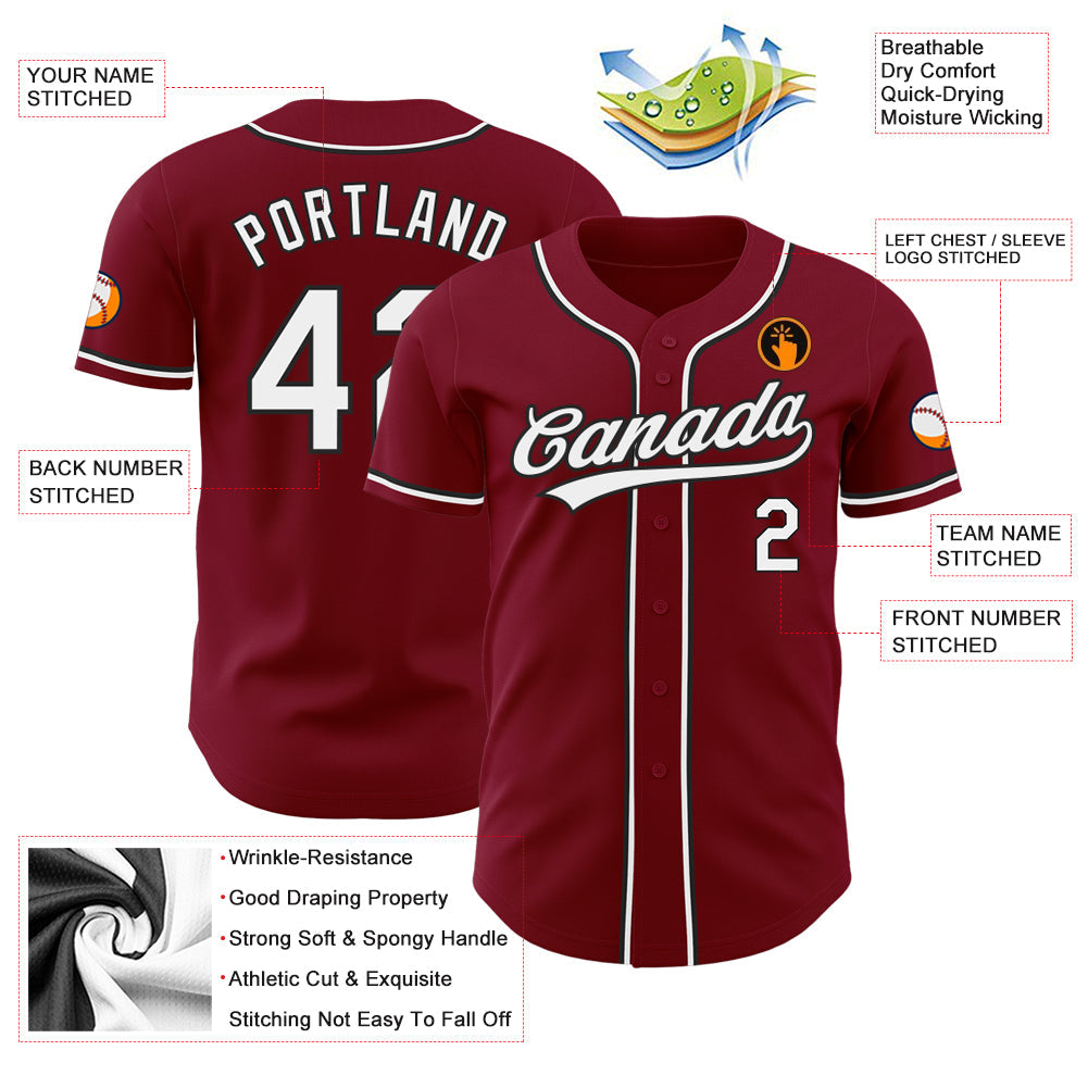 Custom Crimson White-Black Authentic Baseball Jersey - Sky-Custom