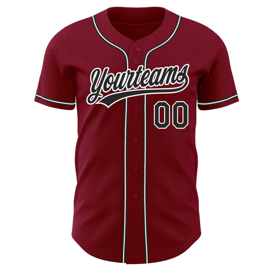 Custom Crimson Black-White Authentic Baseball Jersey - Sky-Custom