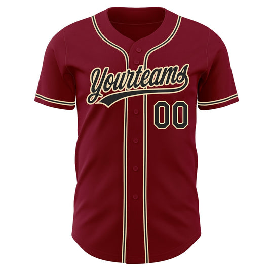 Custom Crimson Black-City Cream Authentic Baseball Jersey - Sky-Custom