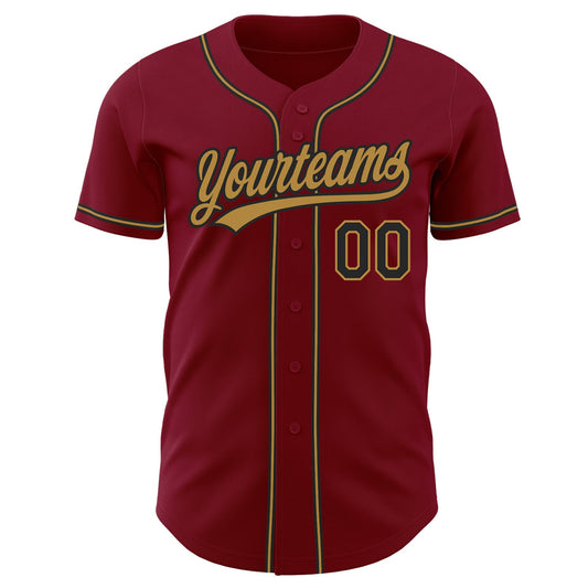 Custom Crimson Black-Old Gold Authentic Baseball Jersey - Sky-Custom