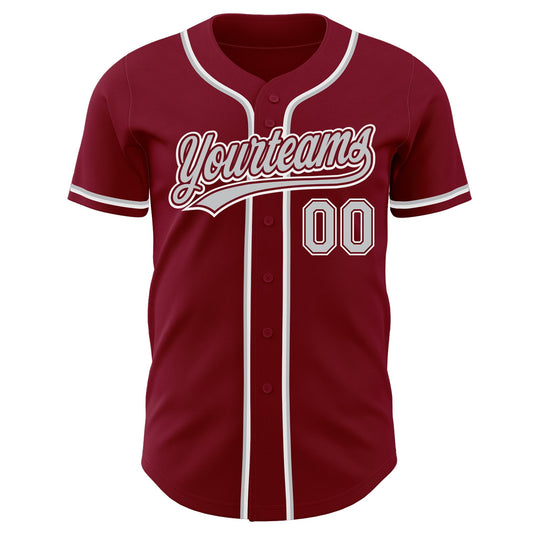 Custom Crimson Gray-White Authentic Baseball Jersey - Sky-Custom