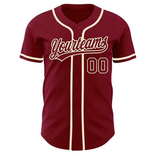 Custom Crimson Crimson-Cream Authentic Baseball Jersey - Sky-Custom