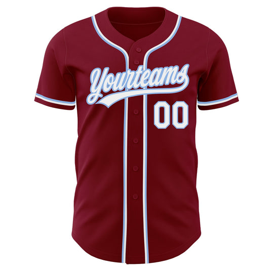 Custom Crimson White-Light Blue Authentic Baseball Jersey - Sky-Custom