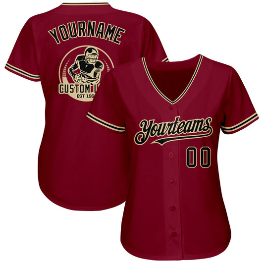 Custom Crimson Black-City Cream Authentic Baseball Jersey - Sky-Custom