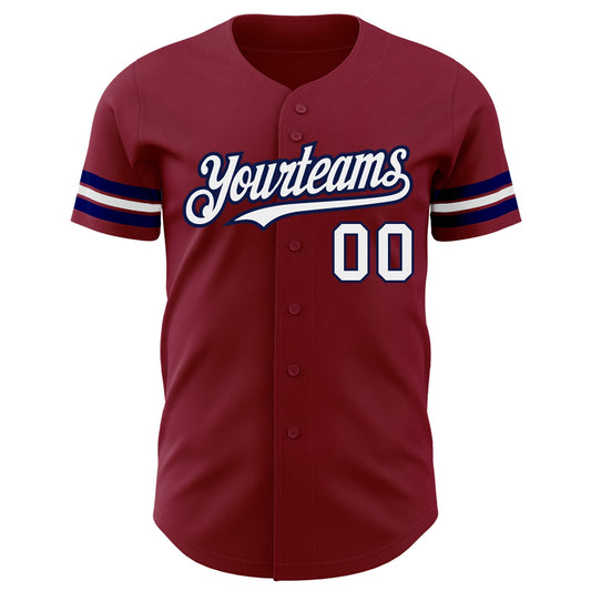 Custom Crimson White-Navy Authentic Baseball Jersey - Sky-Custom