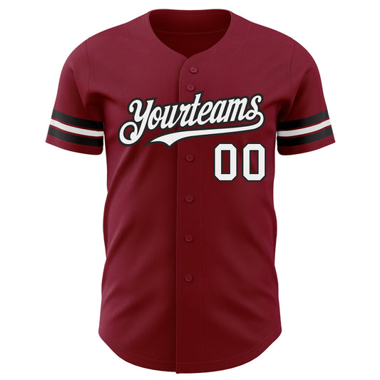Custom Crimson White-Black Authentic Baseball Jersey - Sky-Custom