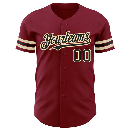 Custom Crimson Black-City Cream Authentic Baseball Jersey - Sky-Custom